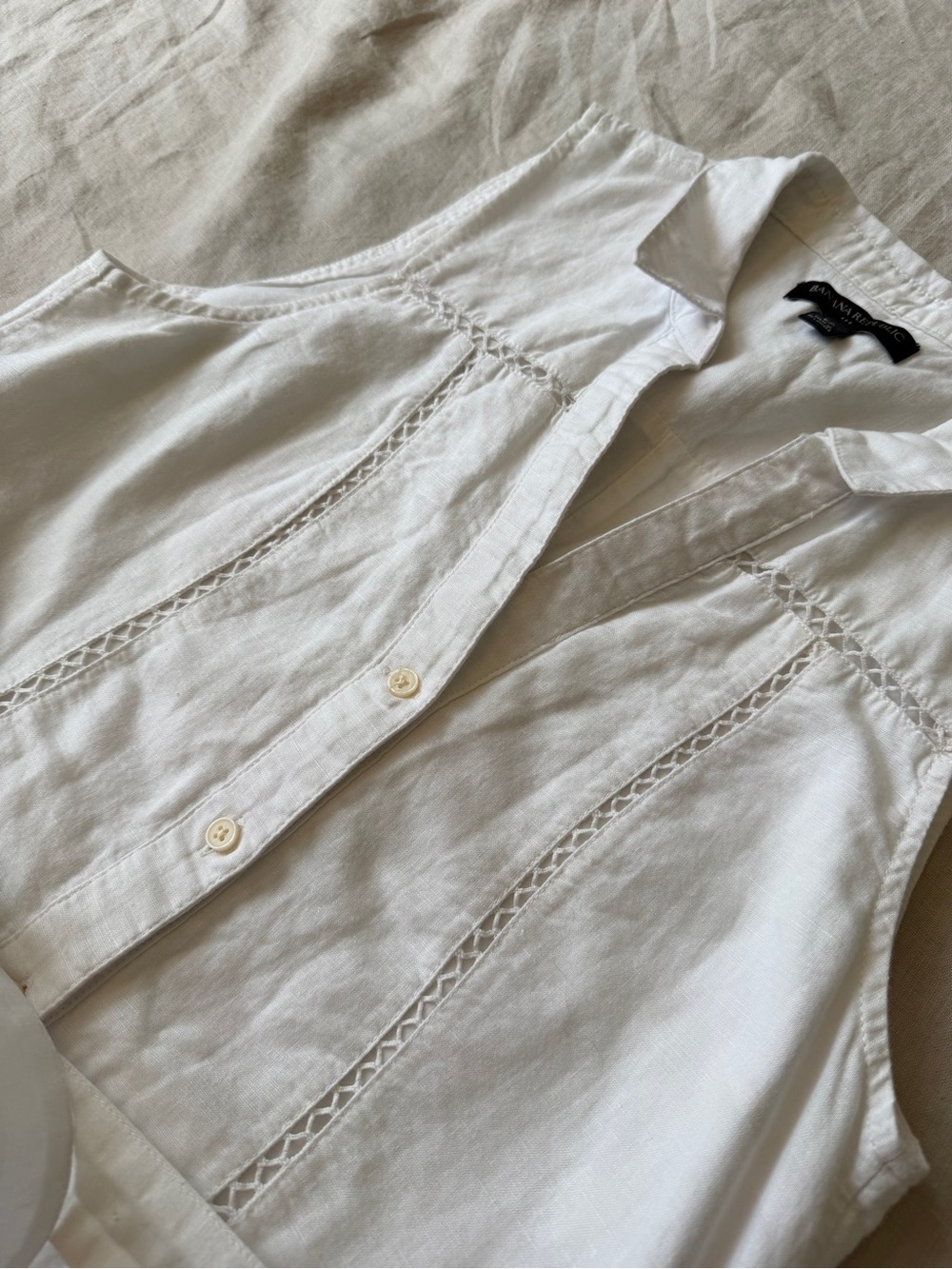 Banana Republic linen and cotton Sleeveless Button Down Tie Waist Midi dress - Picture 9 of 14